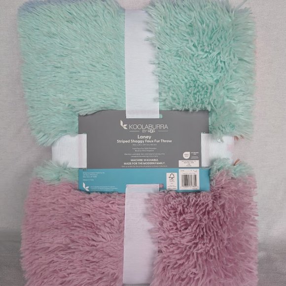 Koolaburra by UGG Laney Shaggy Faux Fur throw 50x60 Blanket Pastel Nursery NEW - Picture 3 of 4